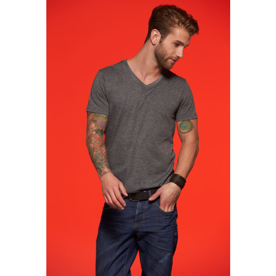 Daiber | JN 974 - Herren V-Ausschnitt Melange T-Shirt