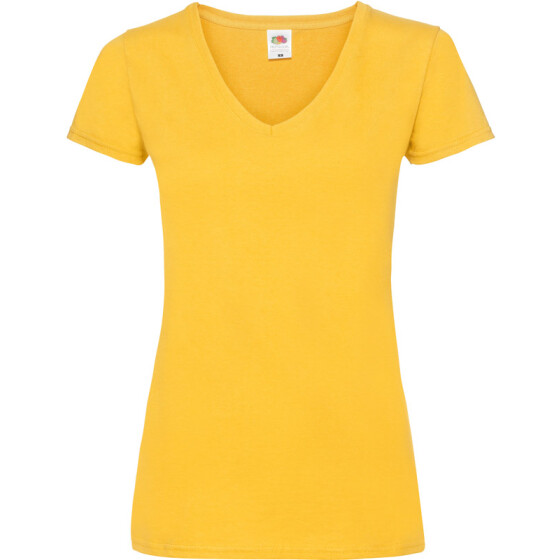 F.O.L. | Lady-Fit Valueweight V-Neck T - Damen V-Ausschnitt T-Shirt (sunflower / XL)