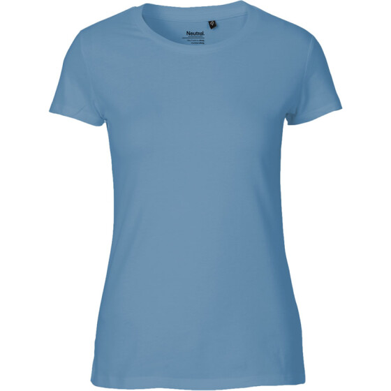 Neutral | O81001 - Damen Bio T-Shirt (dusty indigo / L) mit Stick bis 8x4cm